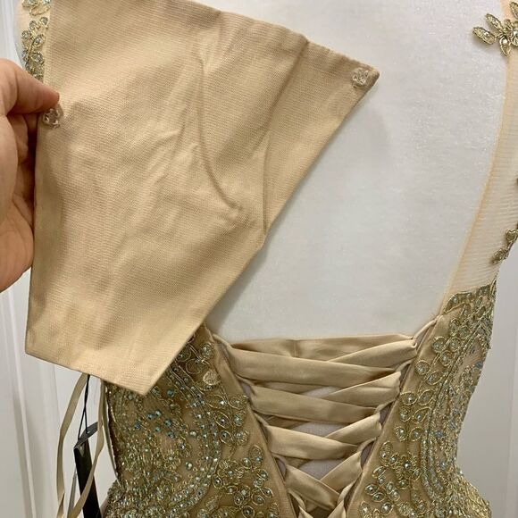 Mesh embroidered beaded Lace Short Ruffled  Dress - Picture 7 of 14